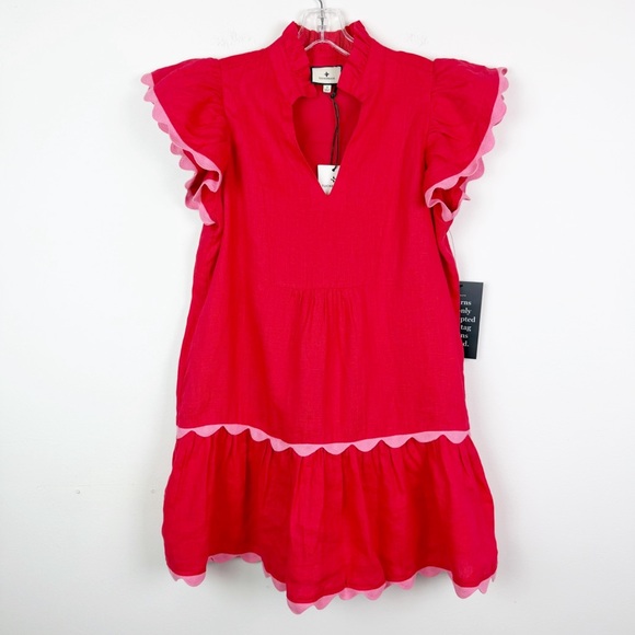NWT Tuckernuck Hibiscus Red Linen Bella Dress Size S - Picture 4 of 16